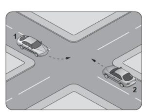 iki araç dört yol ağzında karşılaşması üstünlüğü trafik kuralı